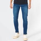 Calça Jeans Masculina Curta Skinny Com Elastano Bolso Azul