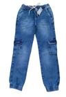 Calça Jeans Masculina Jogger Cargo Infantil Juvenil (R3020)