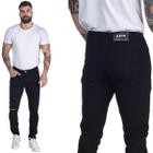 Calça Jeans Masculina Skinny HNO Rasgada Slim Preto