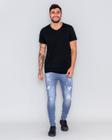 Calça jeans masculina super skinny com puidos 21881 média