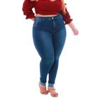 Calça Jeans Plus Size Stonada com Used Detalhe Barra Moda Fashion