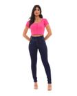 Calça Jeans Skinny Feminina Cintura Média Extreme Power Botão Triplo 22822 Escura