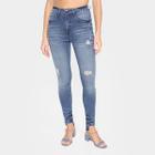 Calça Jeans Skinny Lança Perfume Rasgada Cintura Alta Feminina