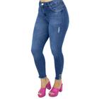 Calça Jeans Skinny Midi Botão na Barra Feminina Biotipo