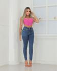 Calça Jeans Skinny Sexy Fit Feminina Cintura Alta Botão Triplo 23122 Média