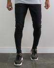 Calça jeans super skinny preta 3d - creed jeans