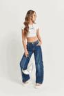 Calça Jeans Wide Leg Cargo Menina