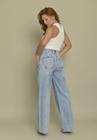 Calça Jeans Wide Leg Cintura Alta com Bolsos Dialogo Feminino