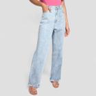 Calça Jeans Wide Leg Grifle Barra Desfiada Feminina