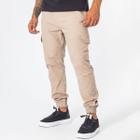 Calça Jogger Cargo Masculina De Sarja Cós Elástico Cáqui