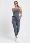 Calça Jogger Comfy Malha Canelada Grafite Salvatore Fashion