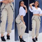 Calça Jogger Feminina Com Corrente Tactel Moda Gringa Unissex