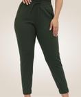 Calça Jogger Feminina Moda Casual Malha Canelada com Cos Largo na Cintura e Barra Cores Variadas