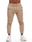 Calça Jogger Masculina Bege Com Punho Lycra Elástico na Cintura