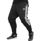 Calça Jogger Masculina PRETA Sarja Com Listras e Botões