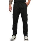 Calça Jogger Sarja Cargo Masculina Preta