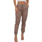 Calça Jogger Sarja Feminina Casual Com Elastico