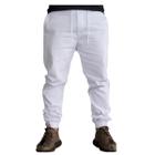 Calça Jogger Sarja Jeans Camuflada Masculina Com Cordão De Regulagem Na Cintura Punho Lycra Elastano