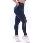 Calça Legging Com Bolsos Detalhes em Tule Poliamida Cos Alto - ElementFit