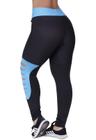 Calça Legging Com Corte a Laser Preto com Azul St Madame