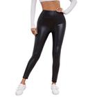 Calça Legging Feminina Cirre Brilho Cintura Alta Tecido Grosso Academia Preto