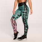 Calça Legging Fitness Academia Feminina Suplex Estampada Preto Verde e Rosa St