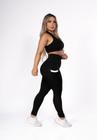 Calça Legging Fitness com Bolso Branco Academia Preta - Fristyle