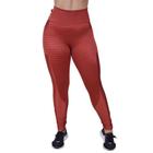 Calça Legging Fitness Feminina Com Bolso Cirrê Textura Brilho Orbis - COBRE, M