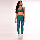 Calça Legging Fitness Feminina Verde Detalhe Joelho