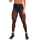 Calça Legging Fitness em Tule com Transparência Preto - sensuallelingerie