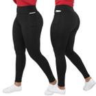 Calça Legging Flanelada Feminina Com Bolso Térmica Forrada Suplex Cós Alto