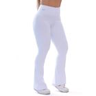 Calça Legging Flare Bailarina Suplex Cós Cintura Alto Branco