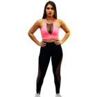 Calça legging ginastica fitness aeróbica academia detalhe arrasto lateral suplex poliamida - D.A Modas