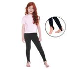 Calça Legging Infantil Juvenil Preta com Pezinho Para Meninas Adolescentes - Baaobee