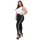 Calça legging lipo compressora faixa preta e branca