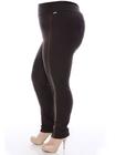 Calça Legging Plus Size, Marrom Com Recortes