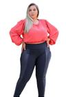 Calça Legging Plus Size Montaria Detalhes Cirre Flanelada 2995-1