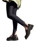 Calça Legging Preto Barra Pezinho Cos Alto Chic Interno Forrada e Flanelada por Dentro Moda Feminina
