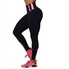 Calca Legging Stripes Empina Bumbum Preta com Rosa Moving - Moving Fitness