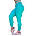 Calca Legging Style Empina Bumbum Jacquard Leafy Tiffany - Novinha Fitness