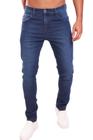 Calça masculina skinny jeans escuro com lycra sem rasgada Ref: 140