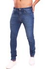 Calça masculina skinny jeans escuro lavada com lycra sem rasgada Ref: 120