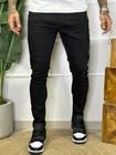 Calça Moda Jogador Skinny Preta Rasgada