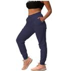 Calça Moletom Feminino Flanelada Confortável Slim Inverno Bolsos Laterais Inverno c/ Punho