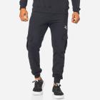 Calça Moletom Jogger Masculina Cargo Flanelada Com Bordado