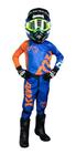 Calça Motocross Infantil + Camisa Extreme Azul Laranja Amx