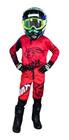 Calça Motocross Infantil + Camisa Preto Vermelho Amx