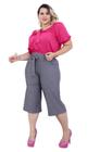 Calça Pantacurt Plus Size Preta Cinza e Listrada