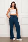 Calça Pantalona de Viscolycra com bolsos Azul