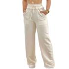 Calça Pantalona Moletom Feminina Wide Leg com Bolso